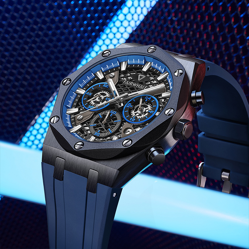 Mark Fairwhale 5660 VLARIL men’s chronograph watch with black octagonal case and luminous dial