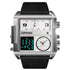 Mark Fairwhale TRICHRON FW-4270 quartz watch with LED digital display, leather strap, and waterproof design