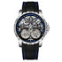 Mark Fairwhale TWINTOR Deep Current – Dark blue dial dual tourbillon skeleton automatic watch for men with luminous display and rubber strap