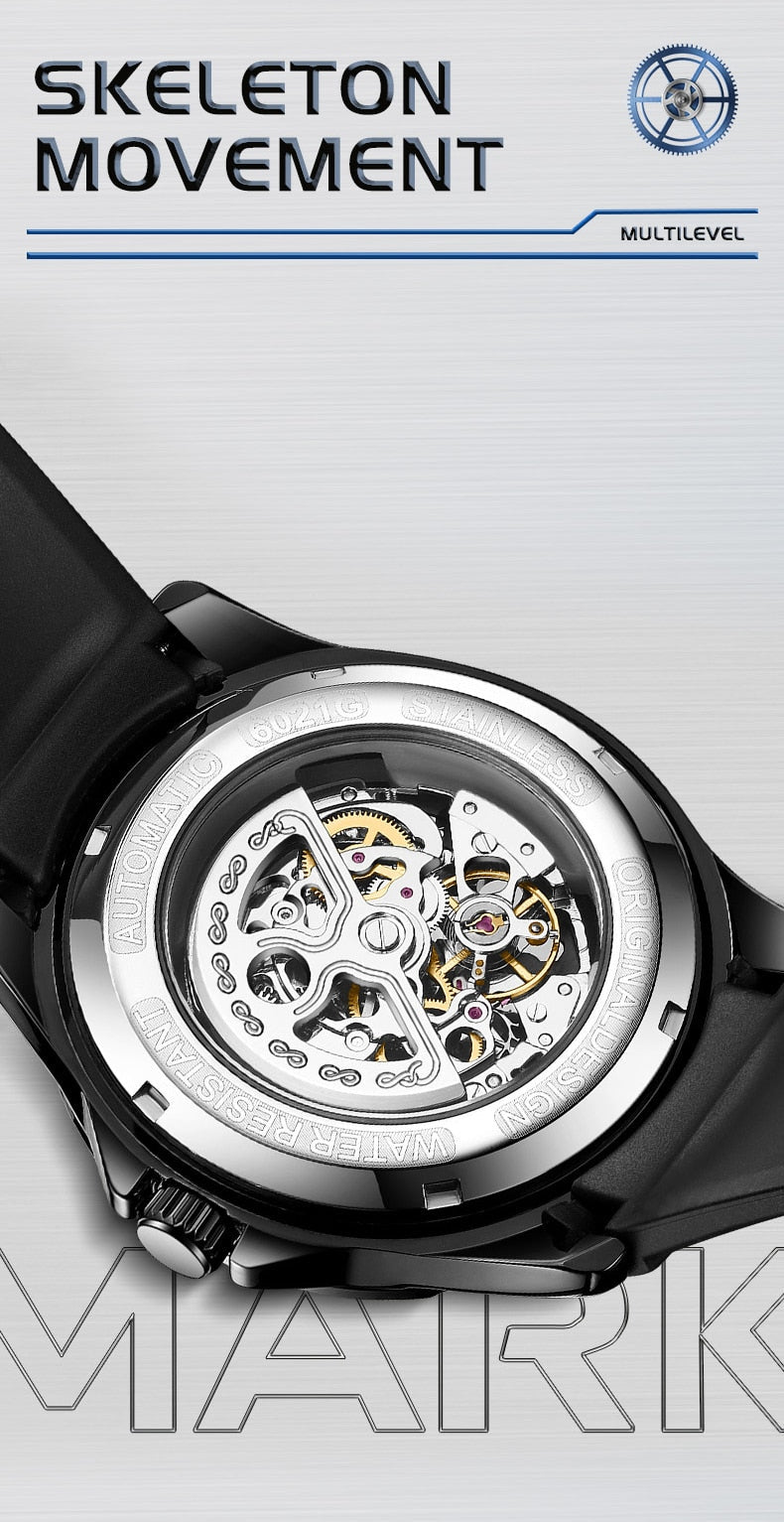 Mark Fairwhale Skeleton Silicon Strap Watch
