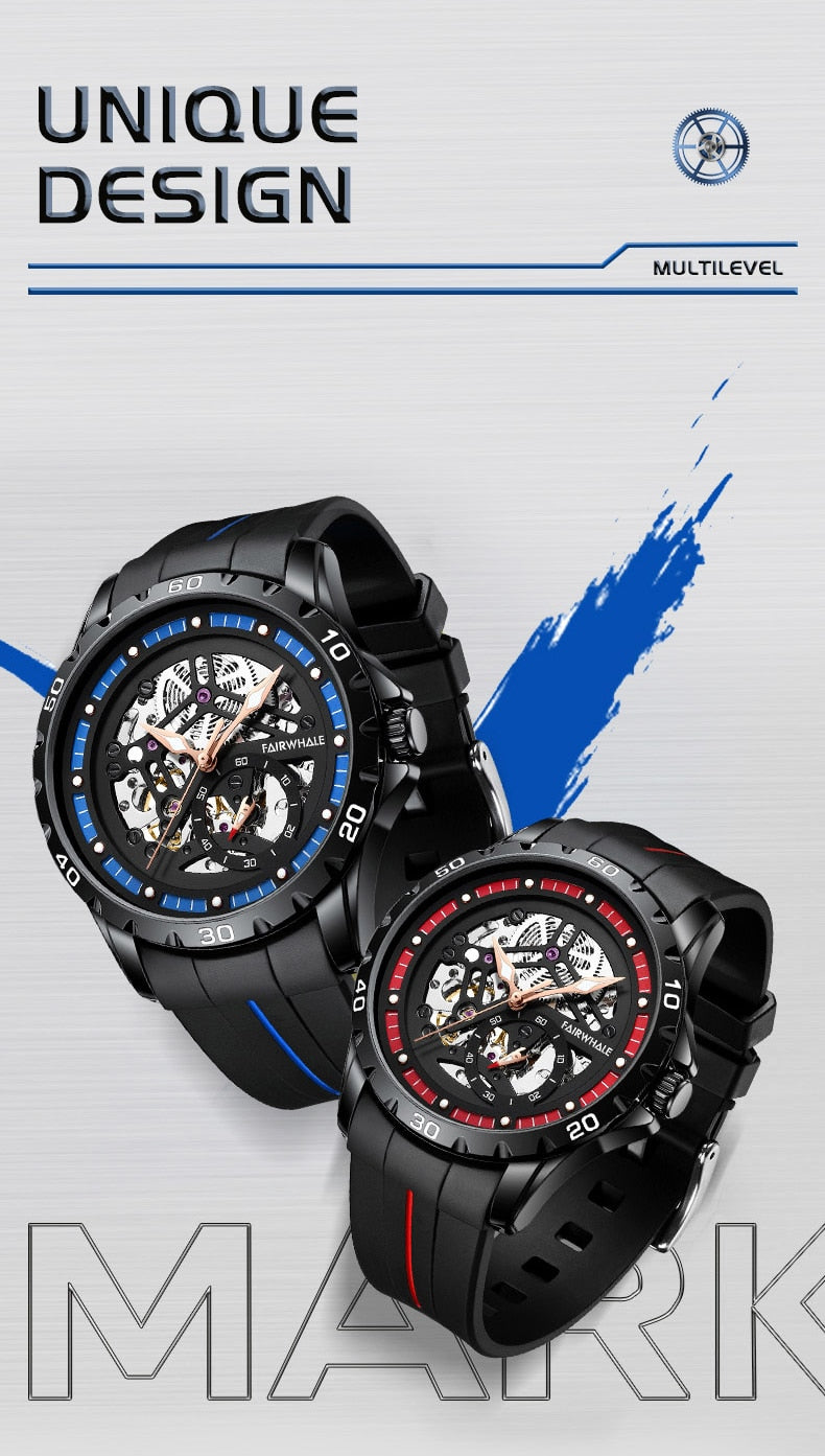 Mark Fairwhale Skeleton Silicon Strap Watch