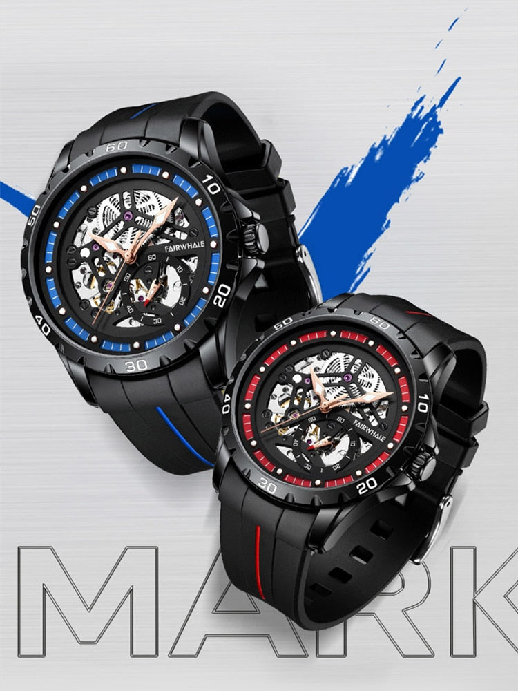 Mark Fairwhale Skeleton Silicon Strap Watch