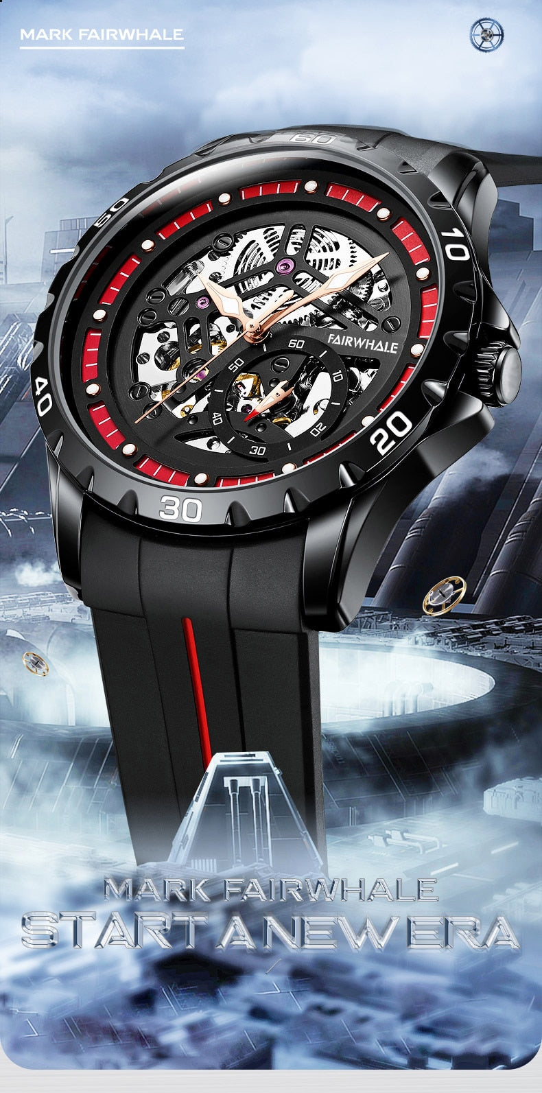 Mark Fairwhale Skeleton Silicon Strap Watch