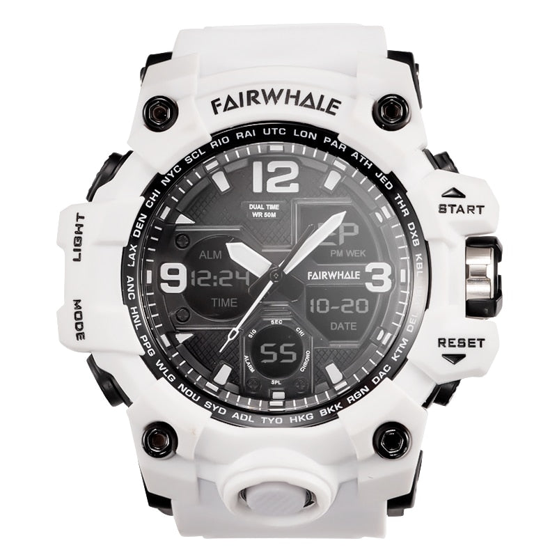 White edition of the Mark Fairwhale FW-4230 ROGUEFORCE tactical electronic watch.