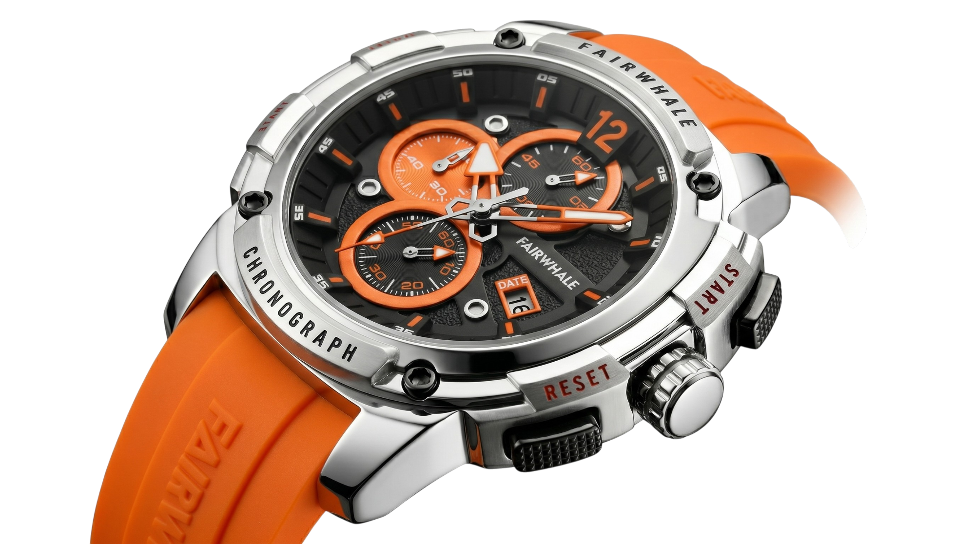 Mark Fairwhale FW-4360 REFUSIO - Men’s Sport Chronograph Watch with Silicone Strap - Orange